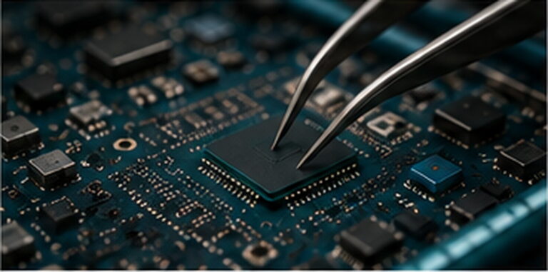 Chip level soldering work on a laptop motherboard at the GRV bench in Chennai