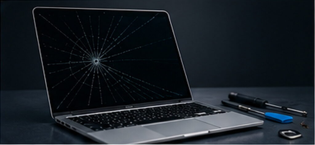 Laptop display panel separated from the bezel during a screen repair